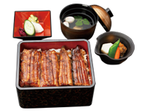 Jo Broiled Eel on rice with sauce in Lacquered Box